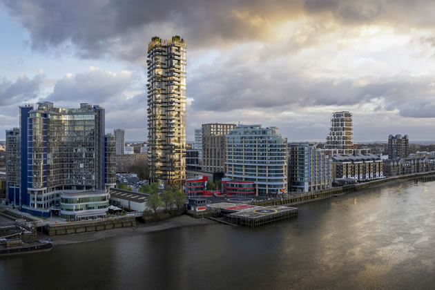 CGI of the proposed 34-storey tower on Lombard Road, Battersea. Picture: Nest Battersea