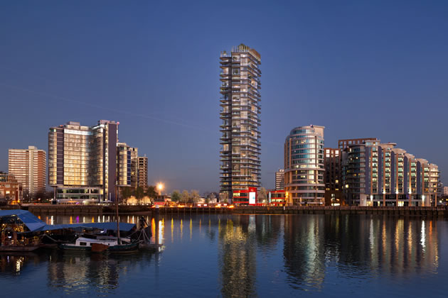 CGI of the proposed 34-storey tower on Lombard Road, Battersea. Picture: Nest Battersea