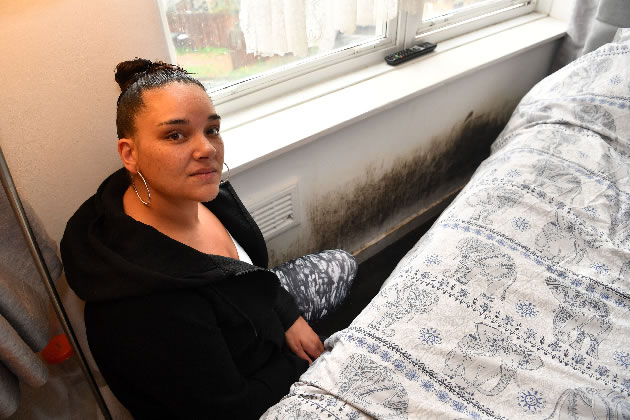 Lousie Harris in her mouldy flat