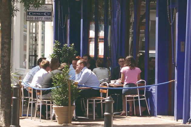 Customers enjoy outside dining in Old York Road
