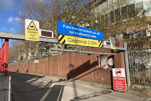 Entrance to Smugglers Way recycling centre 