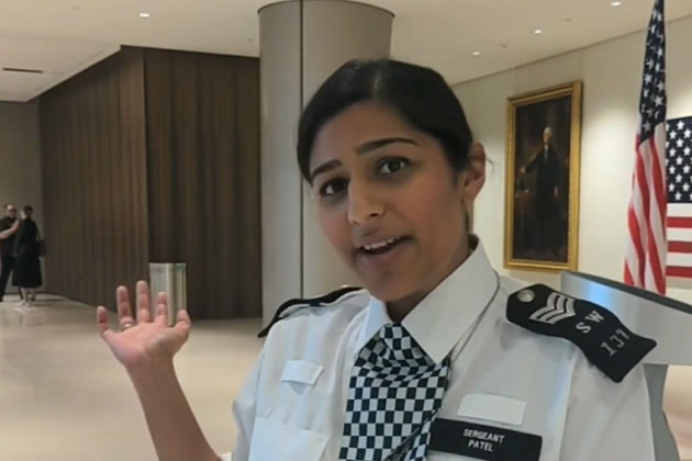Sgt Leah Patel explaining the purpose of the meeting at the US embassy