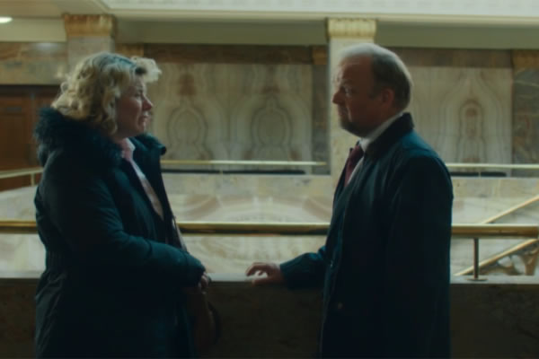 Monica Dolan and Toby Jones in a key scene filmed at the Town Hall