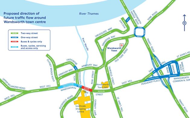 The new traffic flow planned for the centre of Wandsworth 