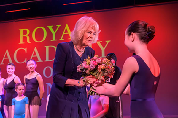 Local dance student Mia presents her Royal Highness with a posy. Picture: David Tett