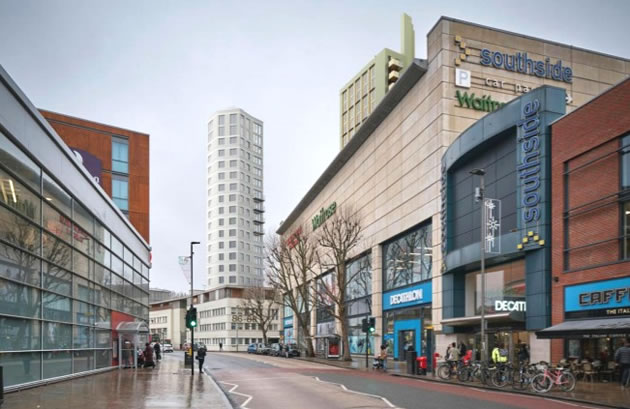 CGI view of the tower from Garratt Lane