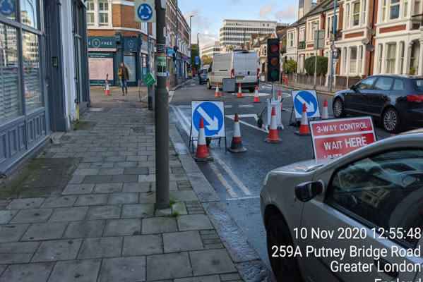 Lane closures implemented on Putney Bridge Road without permission 
